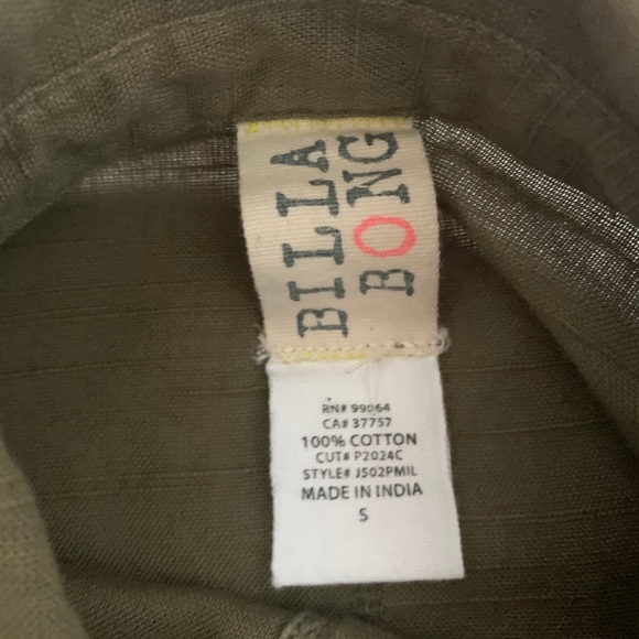 Billabong J502PMIL ARMY GRN Button Down - Picture 11 of 12